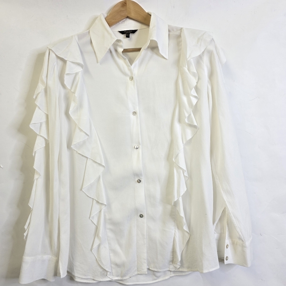Massimo Dutti ruffle Long sleeves button down blouse